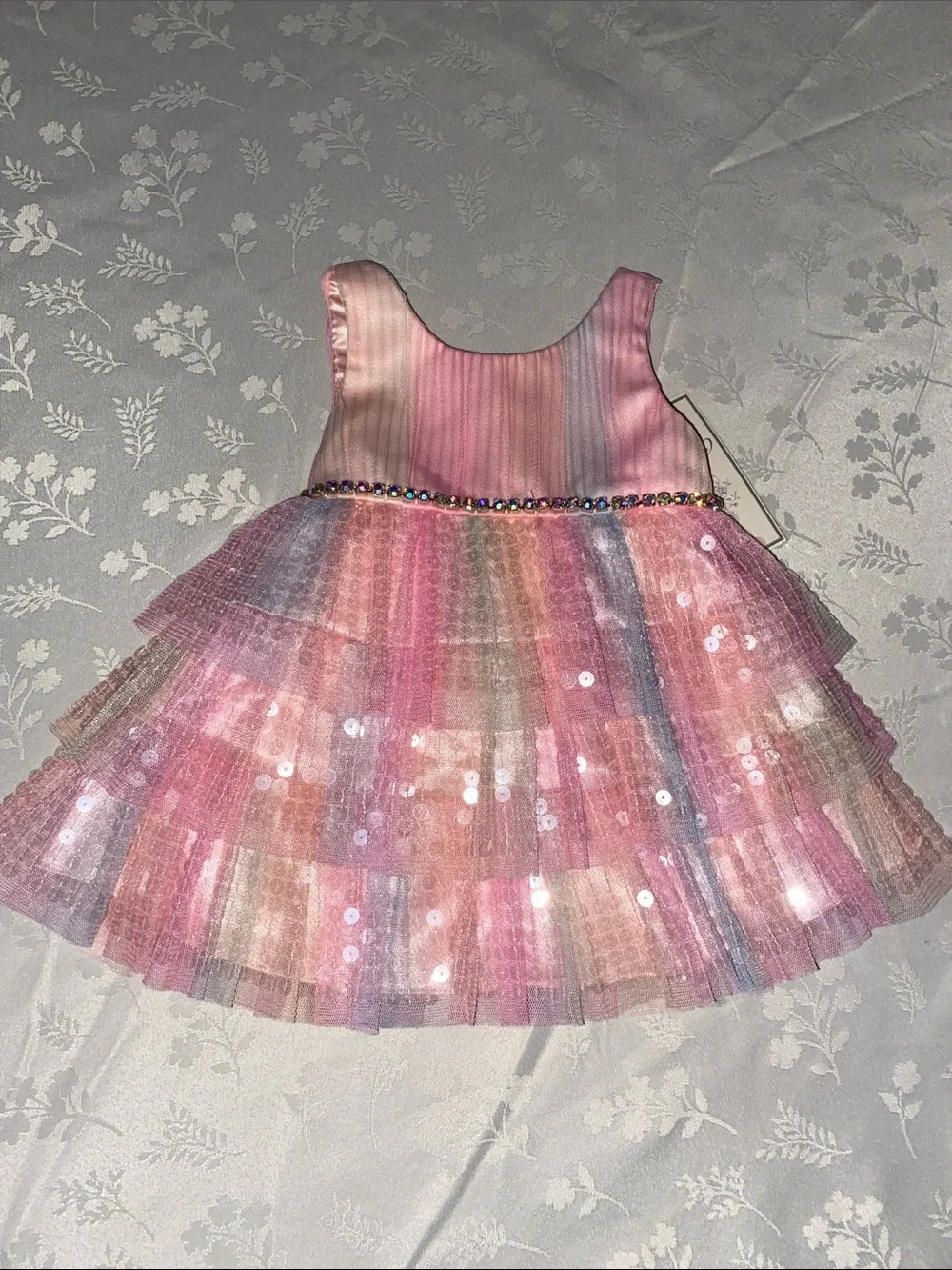 Couture Princess Baby Girl Rainbow Sequin Tulle Dress Sz 6M NWT